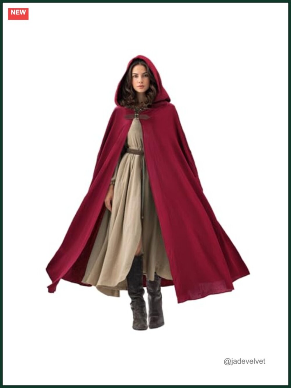 Medieval Long Hooded Cloak Unisex Renaissance Cape Cosplay Halloween Costume